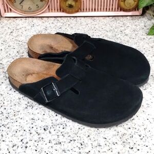 Birkenstock Black Suede Boston Clogs Size 41 Women's 10-10.5